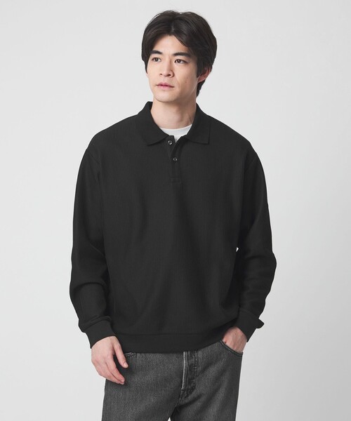 green label relaxing（グリーンレーベルリラクシング）の「クリア ラッセル 長袖 ポロシャツ（ポロシャツ・メンズ・ブラック/ブラウン/ライトピンク・S/M/L/XL）」の5枚目の写真