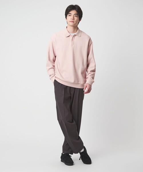 green label relaxing（グリーンレーベルリラクシング）の「クリア ラッセル 長袖 ポロシャツ（ポロシャツ・メンズ・ブラック/ブラウン/ライトピンク・S/M/L/XL）」の7枚目の写真