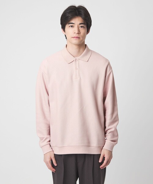 green label relaxing（グリーンレーベルリラクシング）の「クリア ラッセル 長袖 ポロシャツ（ポロシャツ・メンズ・ブラック/ブラウン/ライトピンク・S/M/L/XL）」の9枚目の写真