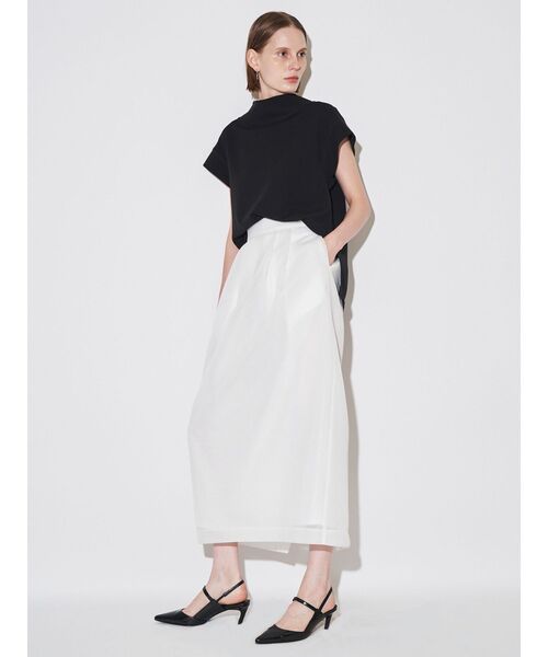 ELENDEEK(エレンディーク)の「メッシュボンディングタックスカート(スカート・レディース・オフホワイト/ブラック・01/02)」の20枚目の写真