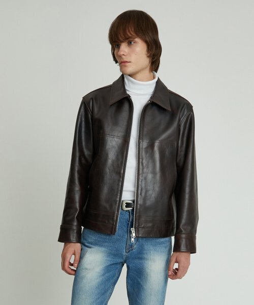 ANDROS(アンドロス)の「Double Pocket Cow Leathr Jacket (Deep Brown)(ライダースジャケット・メンズ・その他・LARGE)」の1枚目の写真