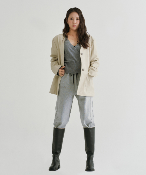 Leather Ramie Jacket _ Beige