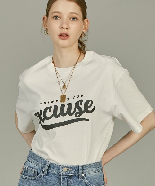 EXCURSE(エクスカース)の「ECプレミアムオーバーサイズハーフTシャツホワイトXブラック(Tシャツ/カットソー・レディース・その他・MEDIUM/LARGE/X-LARGE)」の6枚目の写真