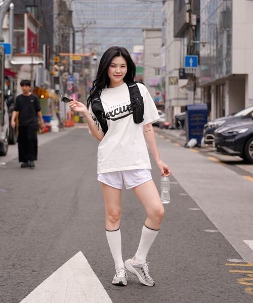 EXCURSE(エクスカース)の「ECプレミアムオーバーサイズハーフTシャツホワイトXブラック(Tシャツ/カットソー・レディース・その他・MEDIUM/LARGE/X-LARGE)」の3枚目の写真