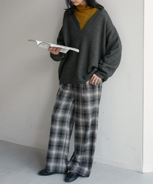HUG.U(ハグユー)の「ウォッシャブル 『選べる2丈』チェック柄ワイドパンツ(その他パンツ・レディース・ブラック/ブラウン・M(トール丈)/L(トール丈)/M(レギュラー丈)/L(レギュラー丈))」の11枚目の写真