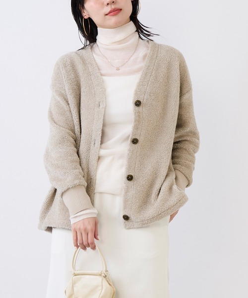 MICA&DEAL（マイカ＆ディール）の「プードルボアカーディガン（カーディガン/ボレロ・レディース・ライトグレー/ブラウン・FREE）」の2枚目の写真