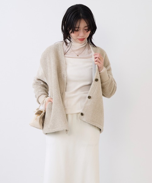 MICA&DEAL（マイカ＆ディール）の「プードルボアカーディガン（カーディガン/ボレロ・レディース・ライトグレー/ブラウン・FREE）」の4枚目の写真