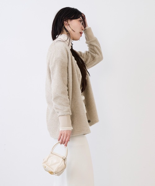 MICA&DEAL（マイカ＆ディール）の「プードルボアカーディガン（カーディガン/ボレロ・レディース・ライトグレー/ブラウン・FREE）」の5枚目の写真