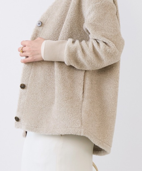 MICA&DEAL（マイカ＆ディール）の「プードルボアカーディガン（カーディガン/ボレロ・レディース・ライトグレー/ブラウン・FREE）」の6枚目の写真