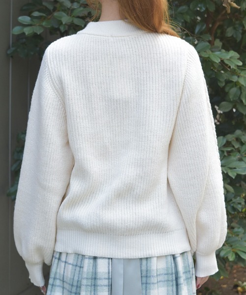 axes femme（アクシーズファム）の「リボン×ケーブルニットＰＯ（ニット/セーター・レディース・ピンク/キナリ/ミント/グレイッシュベージュ・FREE）」の7枚目の写真