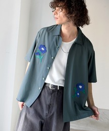 Classical Origin（クラシカルオリジン）の「【接触冷感機能付き】サガラ刺繍フラワーステッチシャツ/Cool-Touch Fabric Sagara Embroidered Flower Stitch Shirt (半袖)（シャツ/ブラウス）」