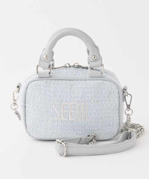 Seemi. byNICECLAUP（ シーミーバイナイスクラップ）の「【Seemi.】ツイードミニショルダーバッグ（ショルダーバッグ・レディース・ネイビー/アイボリー/サックスブルー・FREE）」の3枚目の写真