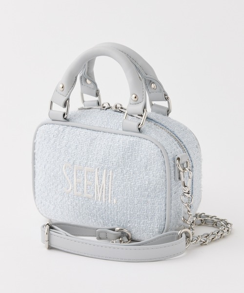 Seemi. byNICECLAUP（ シーミーバイナイスクラップ）の「【Seemi.】ツイードミニショルダーバッグ（ショルダーバッグ・レディース・ネイビー/アイボリー/サックスブルー・FREE）」の4枚目の写真