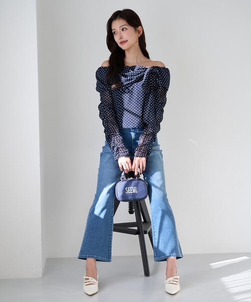 Seemi. byNICECLAUP（ シーミーバイナイスクラップ）の「【Seemi.】ツイードミニショルダーバッグ（ショルダーバッグ・レディース・ネイビー/アイボリー/サックスブルー・FREE）」の18枚目の写真