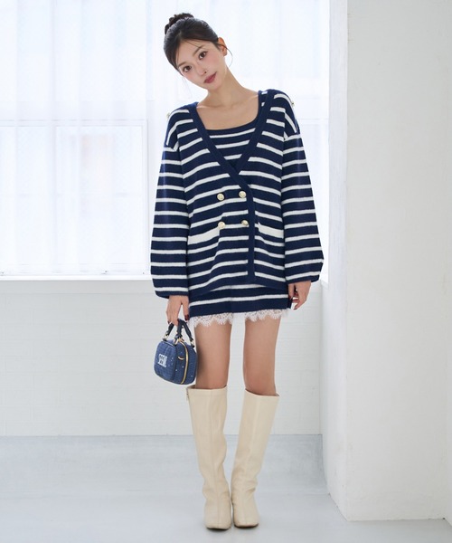 Seemi. byNICECLAUP（ シーミーバイナイスクラップ）の「【Seemi.】ツイードミニショルダーバッグ（ショルダーバッグ・レディース・ネイビー/アイボリー/サックスブルー・FREE）」の19枚目の写真