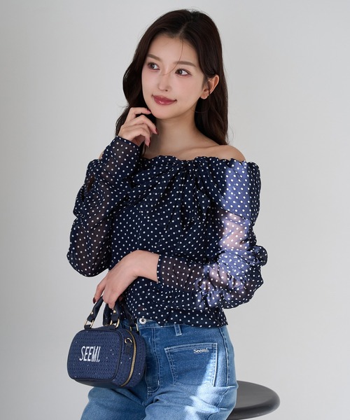 Seemi. byNICECLAUP（ シーミーバイナイスクラップ）の「【Seemi.】ツイードミニショルダーバッグ（ショルダーバッグ・レディース・ネイビー/アイボリー/サックスブルー・FREE）」の21枚目の写真