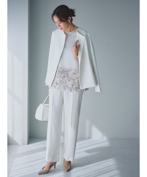 Demi-Luxe BEAMS（デミルクス ビームス）の「【セレモニー・フォーマル】ソフト ストレート パンツ＊（スラックス・レディース・オフホワイト/ベージュ/ネイビー・36/38）」の4枚目の写真