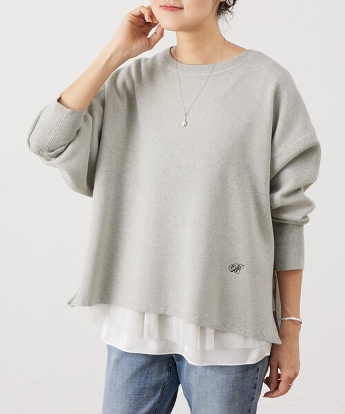 BEARDSLEY（ビアズリー）の「BAイニシャルサイドZIPニット（ニット/セーター・レディース・ホワイト/グレー・FREE）」の4枚目の写真