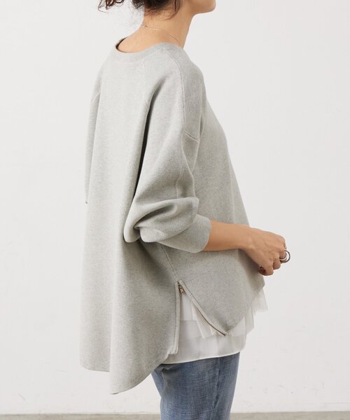 BEARDSLEY（ビアズリー）の「BAイニシャルサイドZIPニット（ニット/セーター・レディース・ホワイト/グレー・FREE）」の6枚目の写真