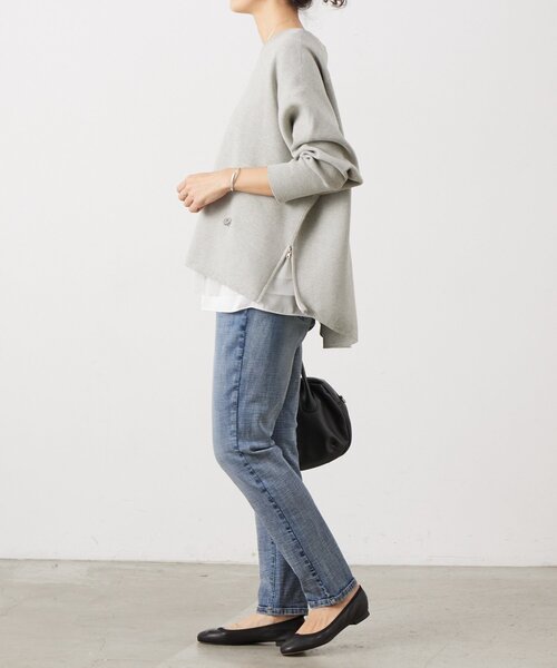 BEARDSLEY（ビアズリー）の「BAイニシャルサイドZIPニット（ニット/セーター・レディース・ホワイト/グレー・FREE）」の9枚目の写真