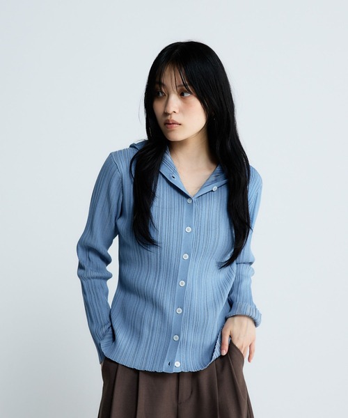 JEANASIS(ジーナシス)の「12Gランダムリブフーディ/650172(カーディガン/ボレロ・レディース・ブラック系その他/ブルー系その他/レッド系その他・FREE)」の3枚目の写真