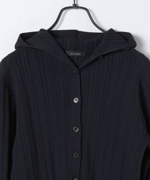 JEANASIS(ジーナシス)の「12Gランダムリブフーディ/650172(カーディガン/ボレロ・レディース・ブラック系その他/ブルー系その他/レッド系その他・FREE)」の5枚目の写真