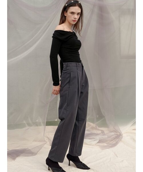 Sorry,Too Much Love(ソーリートゥーマッチラブ)の「Baggy Pin tuck Cotton Pants_Charcoal(その他パンツ・レディース・その他・S/M)」の2枚目の写真