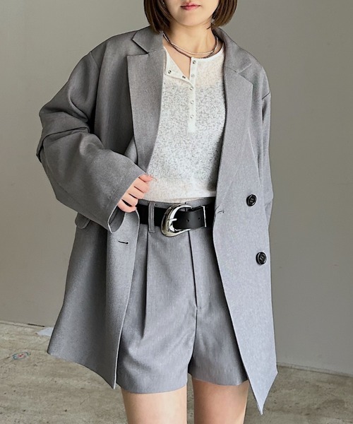 PAGEBOY（ページボーイ）の「【紫外線カット/接触冷感/イージーケア/セットアップ対応】バスケット2WAYジャケット（テーラードジャケット・レディース・ベージュ/グレー/ブラック・SMALL/MEDIUM）」の2枚目の写真