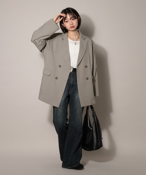 PAGEBOY（ページボーイ）の「【紫外線カット/接触冷感/イージーケア/セットアップ対応】バスケット2WAYジャケット（テーラードジャケット・レディース・ベージュ/グレー/ブラック・SMALL/MEDIUM）」の10枚目の写真