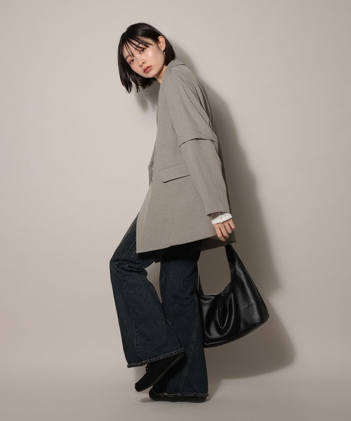 PAGEBOY（ページボーイ）の「【紫外線カット/接触冷感/イージーケア/セットアップ対応】バスケット2WAYジャケット（テーラードジャケット・レディース・ベージュ/グレー/ブラック・SMALL/MEDIUM）」の8枚目の写真