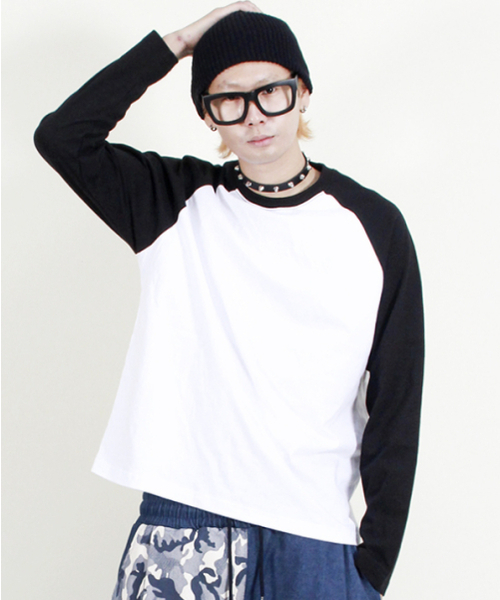 DEMARC(ドゥマーク)の「ラグラン配色無地長袖Tシャツブラック&ホワイト(Tシャツ/カットソー・メンズ・その他・M/L)」の5枚目の写真