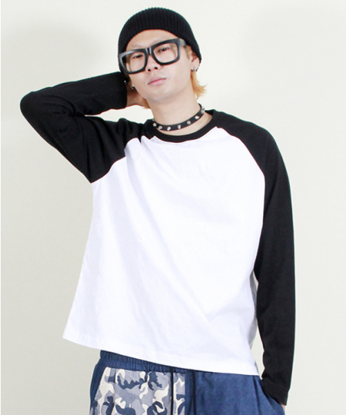 DEMARC(ドゥマーク)の「ラグラン配色無地長袖Tシャツブラック&ホワイト(Tシャツ/カットソー・メンズ・その他・M/L)」の6枚目の写真