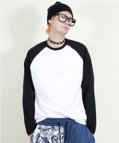 DEMARC(ドゥマーク)の「ラグラン配色無地長袖Tシャツブラック&ホワイト(Tシャツ/カットソー・メンズ・その他・M/L)」の10枚目の写真
