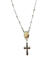 SK8ER ROCK | Cross Chain Rosary Surgical Steel Necklace(ネックレス)