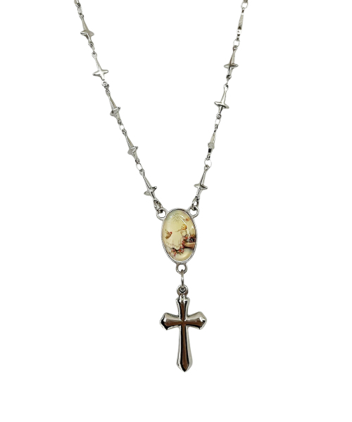 SK8ER ROCK(スケーターロック)の「Cross Chain Rosary Surgical Steel Necklace(ネックレス・レディース・その他・FREE)」の1枚目の写真