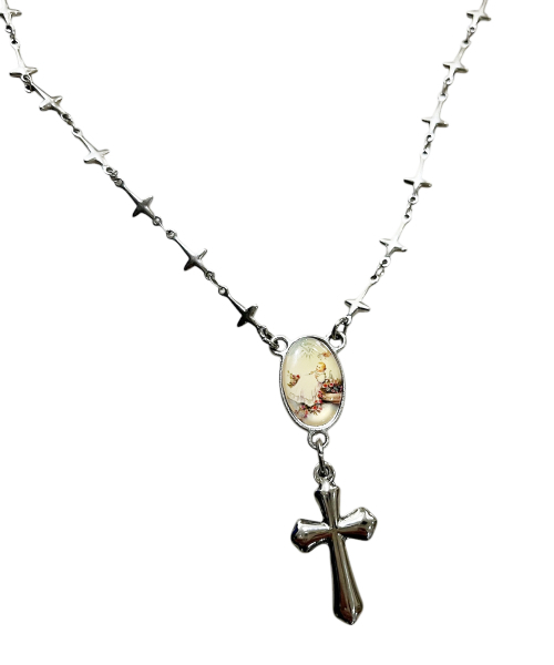 SK8ER ROCK(スケーターロック)の「Cross Chain Rosary Surgical Steel Necklace(ネックレス・レディース・その他・FREE)」の2枚目の写真