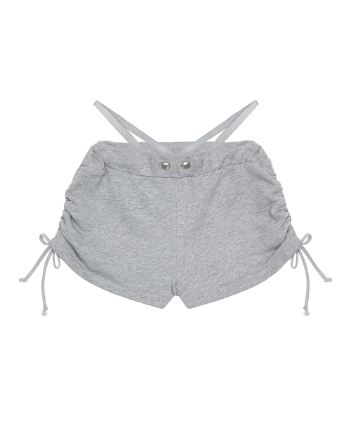 BLACKPURPLE(ブラックパープル)の「シェドウループショートパンツ Shadow Loop Short Pants_メランジェグレー(その他パンツ・レディース・ライトグレー・FREE)」の1枚目の写真
