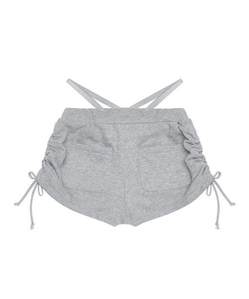 BLACKPURPLE(ブラックパープル)の「シェドウループショートパンツ Shadow Loop Short Pants_メランジェグレー(その他パンツ・レディース・ライトグレー・FREE)」の2枚目の写真