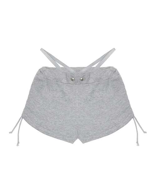 BLACKPURPLE(ブラックパープル)の「シェドウループショートパンツ Shadow Loop Short Pants_メランジェグレー(その他パンツ・レディース・ライトグレー・FREE)」の3枚目の写真