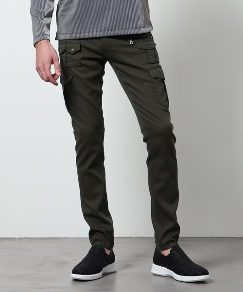 HIDEAWAYS NICOLE(ハイダウェイニコル)の「ガムストレッチ多ポケットカーゴ(カーゴパンツ・メンズ・カーキ/ブラック・XL/L/M)」の2枚目の写真