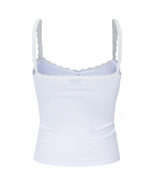 PLEASENOFOLLOW(プリーズノーフォロー)の「Meli Lace Shirring Sleeveless Top (White)(Tシャツ/カットソー・レディース・その他・FREE)」の3枚目の写真