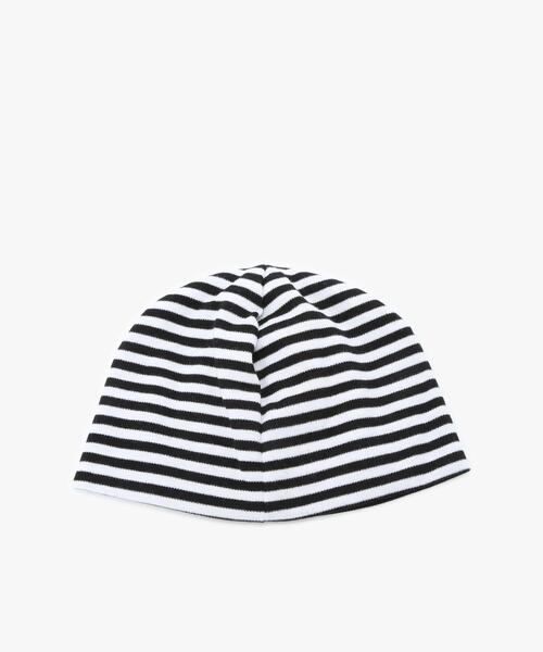 agnes b.（アニエスベー）の「ベビー ”b.”ロゴ 刺繍 細ボーダー コットン ハット（ハット・キッズ・ブラック・FREE）」の5枚目の写真