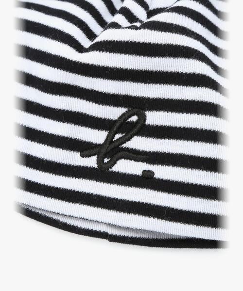 agnes b.（アニエスベー）の「ベビー ”b.”ロゴ 刺繍 細ボーダー コットン ハット（ハット・キッズ・ブラック・FREE）」の7枚目の写真