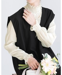 reca | ハイネックシアーギャザーブラウス(シャツ/ブラウス)