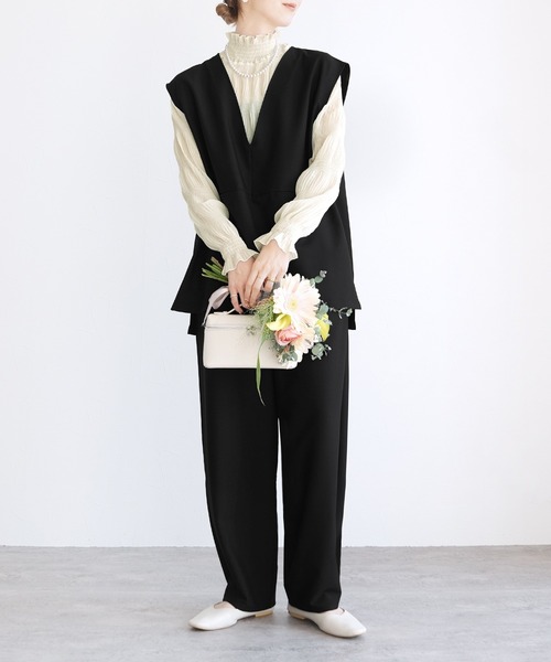 reca（レカ）の「ハイネックシアーギャザーブラウス（シャツ/ブラウス・レディース・アイボリー/ブラック・FREE）」の6枚目の写真