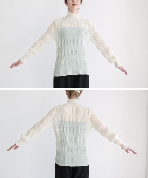 reca（レカ）の「ハイネックシアーギャザーブラウス（シャツ/ブラウス・レディース・アイボリー/ブラック・FREE）」の17枚目の写真