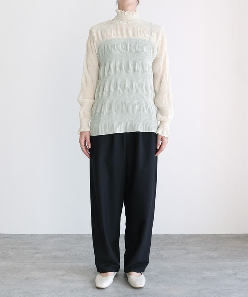 reca（レカ）の「ハイネックシアーギャザーブラウス（シャツ/ブラウス・レディース・アイボリー/ブラック・FREE）」の14枚目の写真