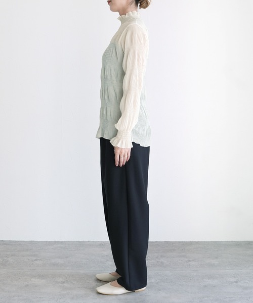reca（レカ）の「ハイネックシアーギャザーブラウス（シャツ/ブラウス・レディース・アイボリー/ブラック・FREE）」の15枚目の写真