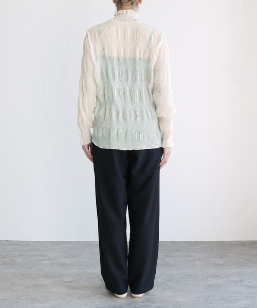 reca（レカ）の「ハイネックシアーギャザーブラウス（シャツ/ブラウス・レディース・アイボリー/ブラック・FREE）」の16枚目の写真