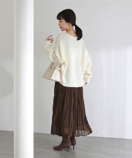 La TOTALITE（ラトータリテ）の「【洗える】ローゲージブークレプルオーバー（ニット/セーター・レディース・ピンク系その他/ホワイト/イエロー・FREE）」の6枚目の写真